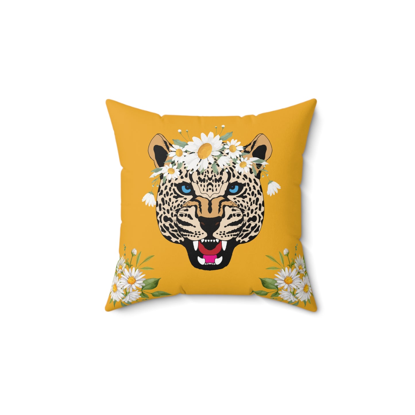 Daisy Roar Yellow Checkered Pillow