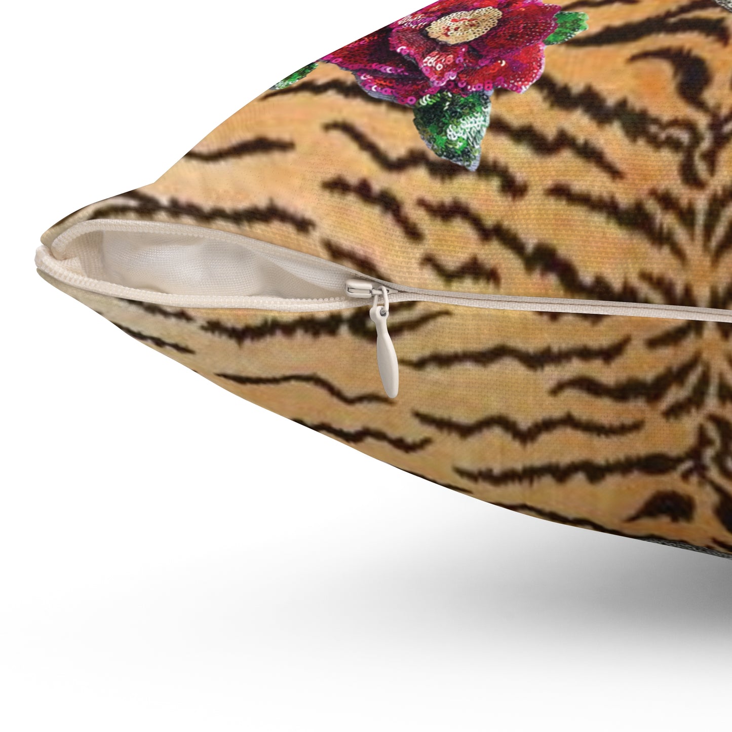 Tiger Rose Sequins 3D Pillow