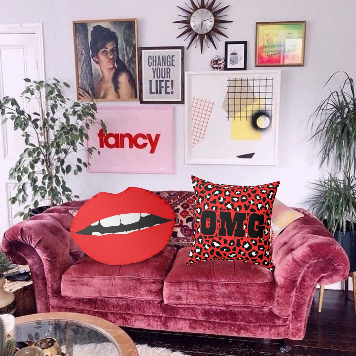 OMG Spotted Red Pillow