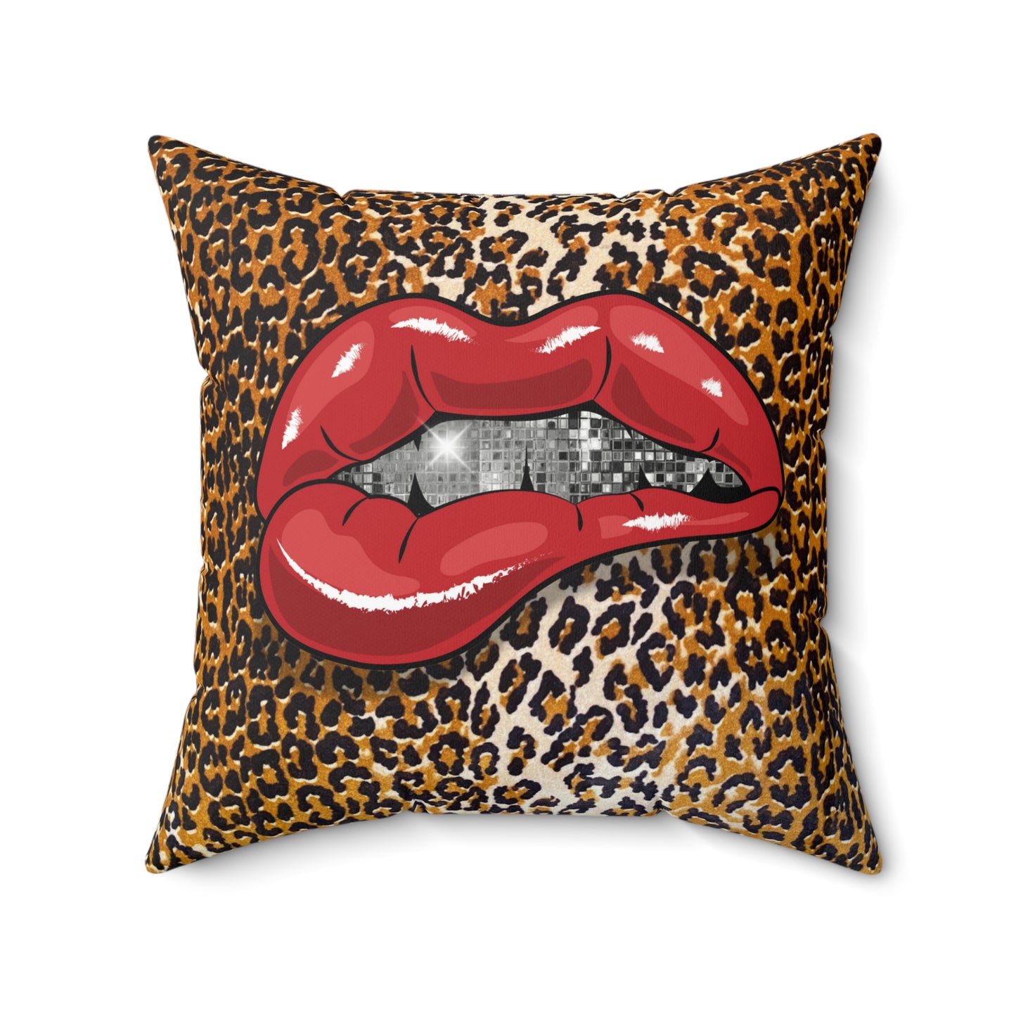 Disco Lips Leopard Pillow