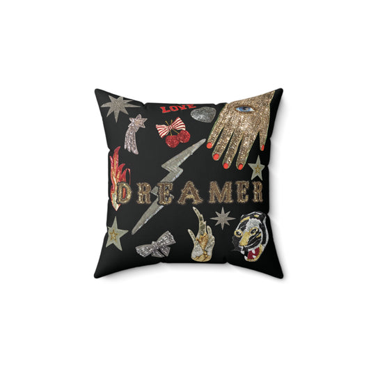 DREAMER Sparkly Sequin Patches 3D Pillow