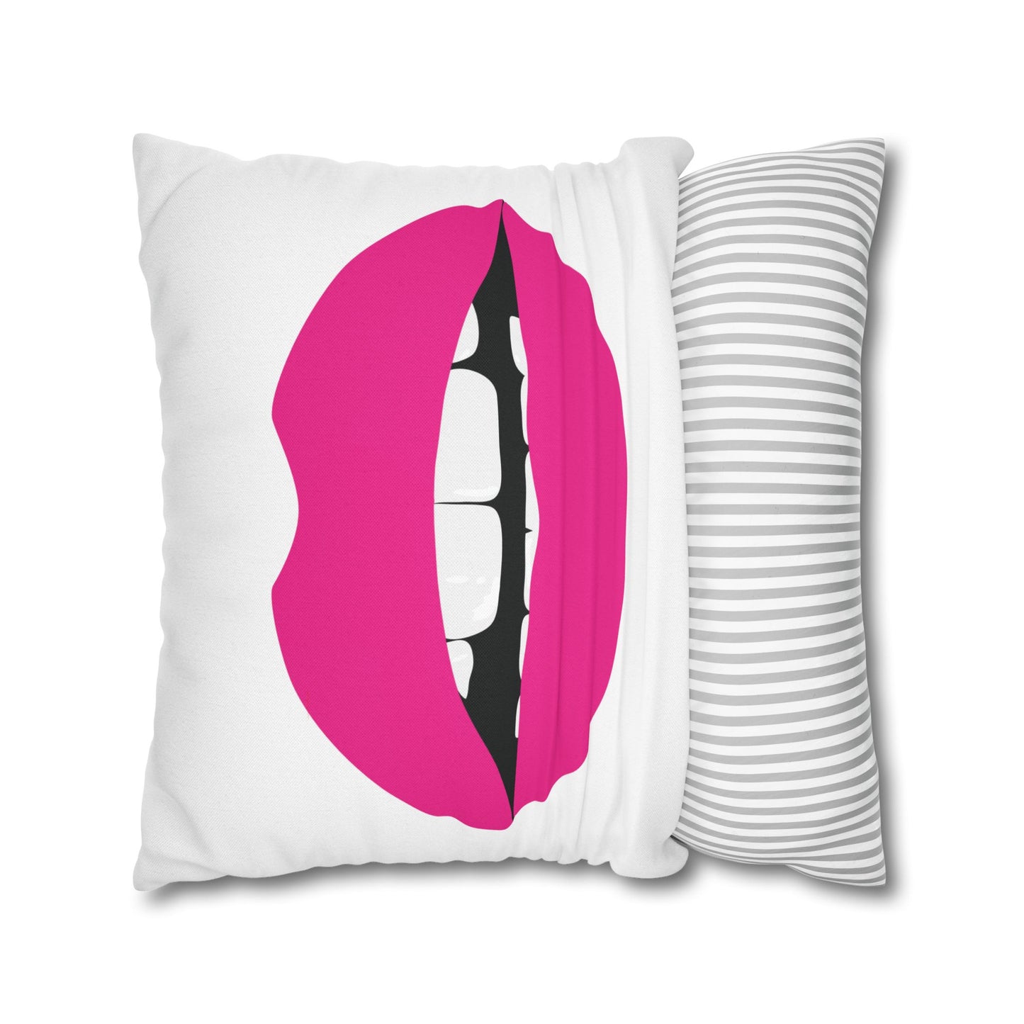 Bright Pink KISS Throw Pillow Cover