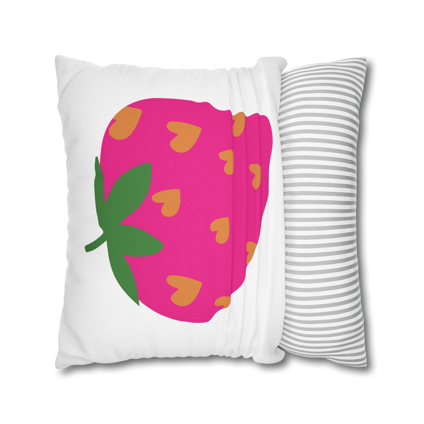 Pink Heart Strawberries Pillow Cover