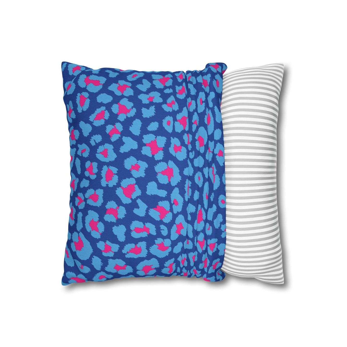 Blue's and Pink Leopard Print Pillow Cover