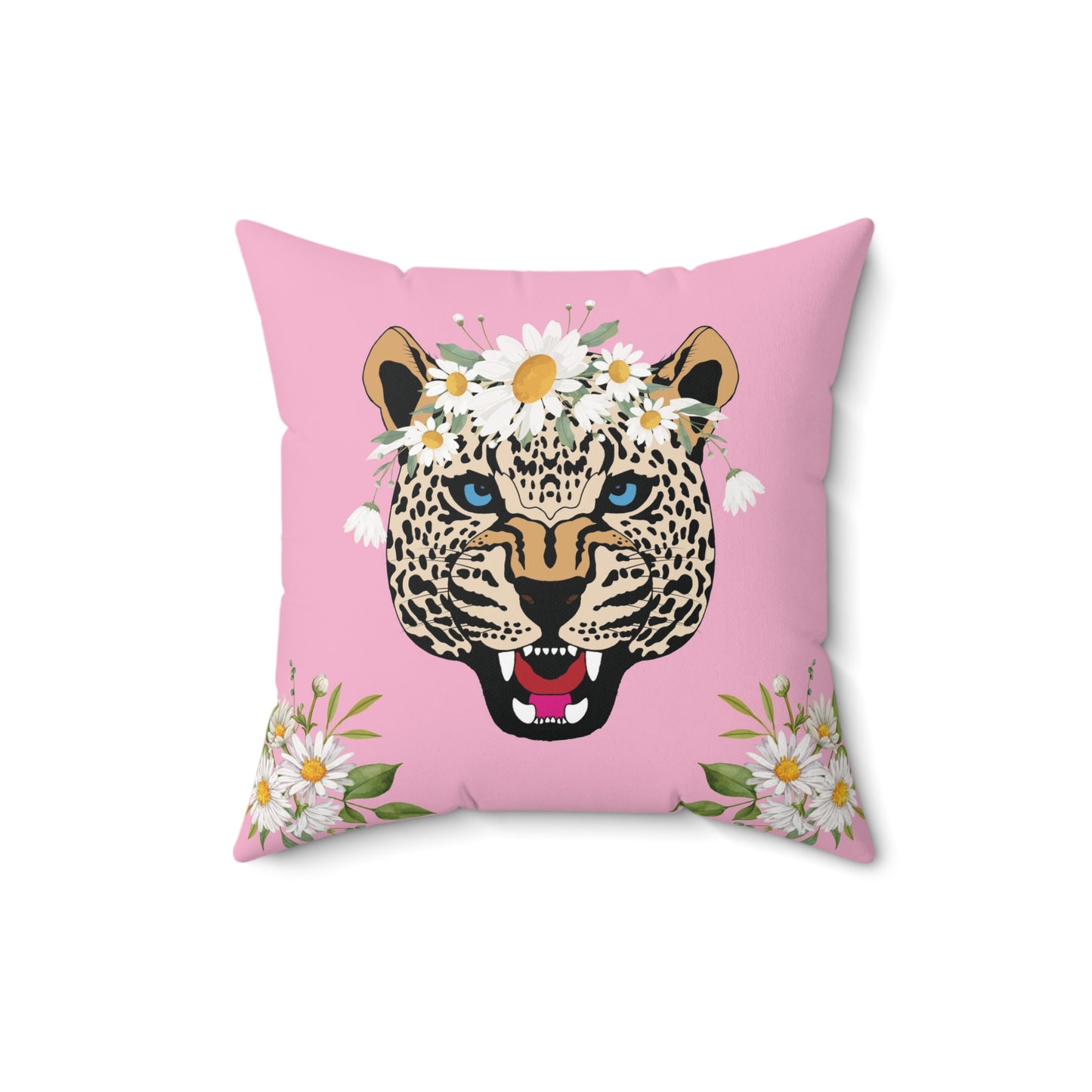 Daisy Roar Pink Checkered Pillow