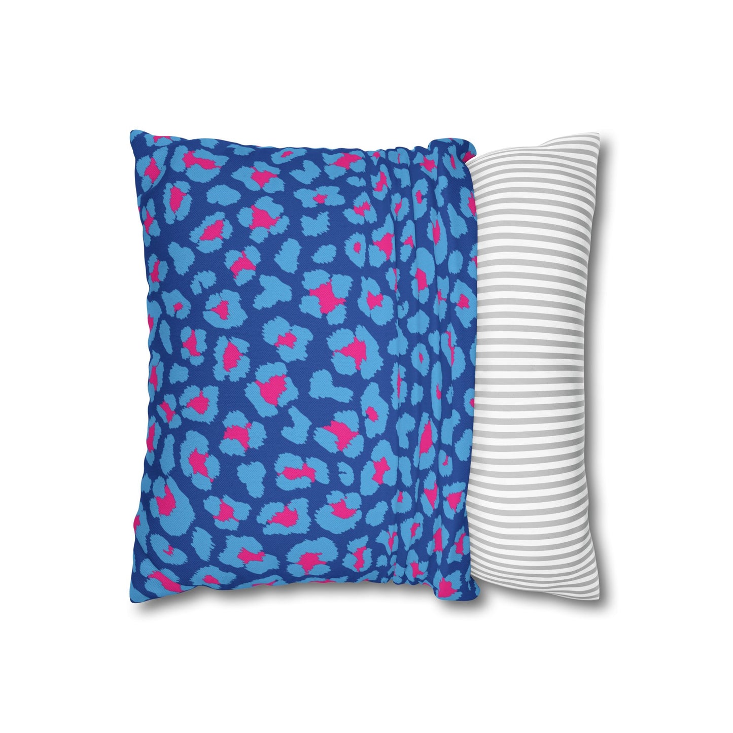 Blue's and Pink Leopard Print Pillow Cover