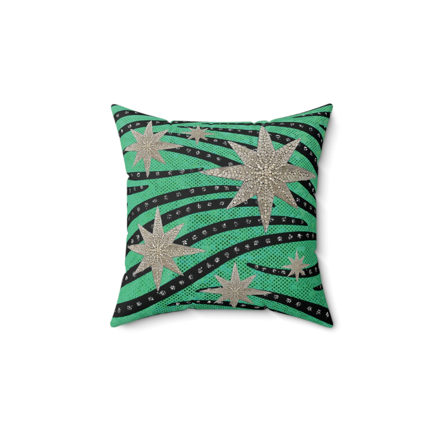 Space Rhinestone in Green 3D Pillow