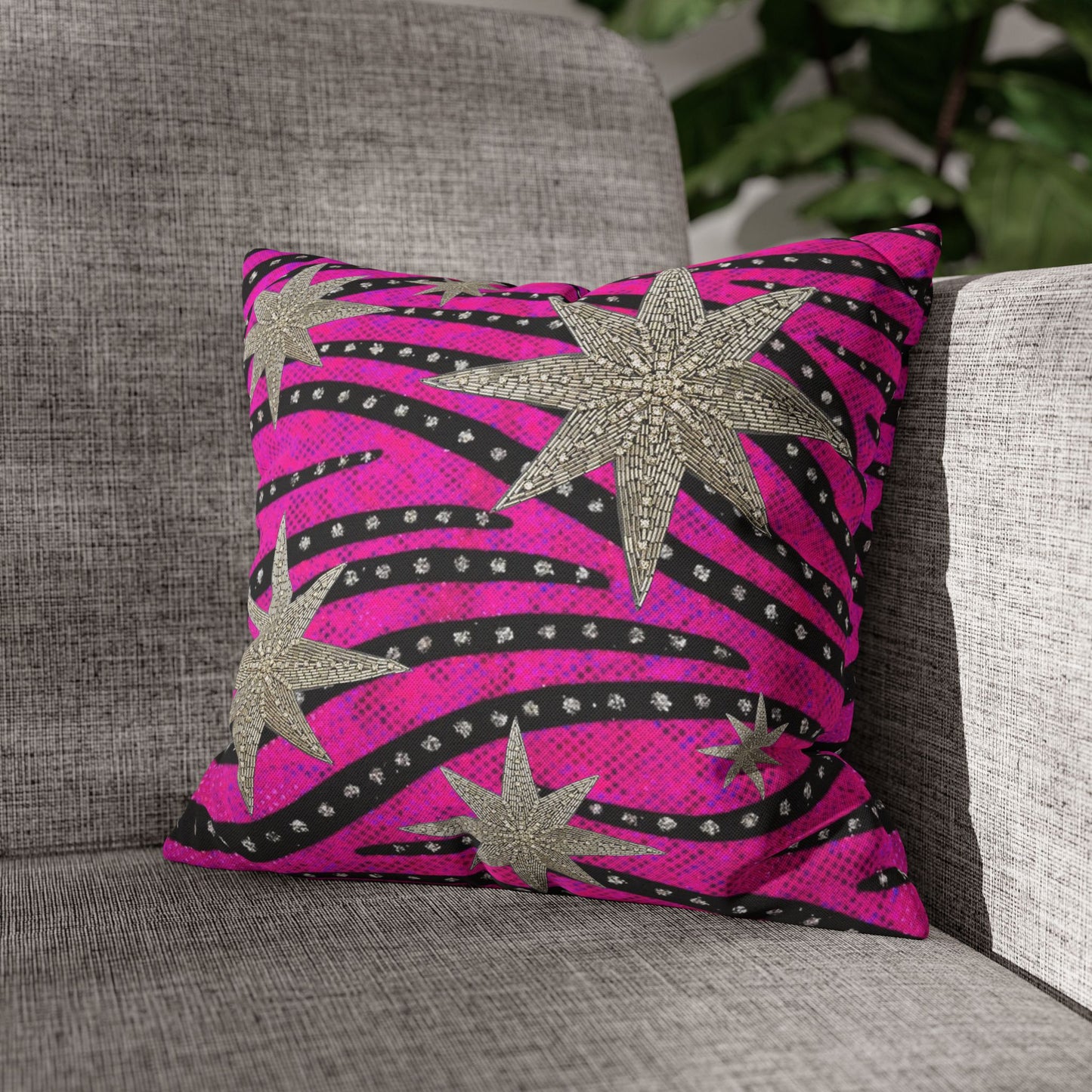 Funky Fuchsia Space Rhinestone 3D Pillow