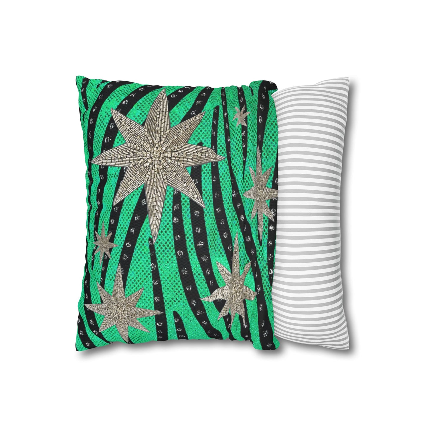 Space Rhinestone in Green 3D Pillow