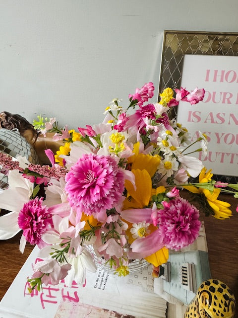 The "Pretty in Pink" in Silver WILDflower Disco Ball Vase, Medium/5"