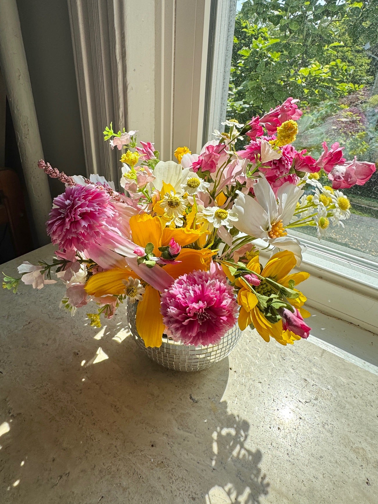 The "Pretty in Pink" in Silver WILDflower Disco Ball Vase, Medium/5"