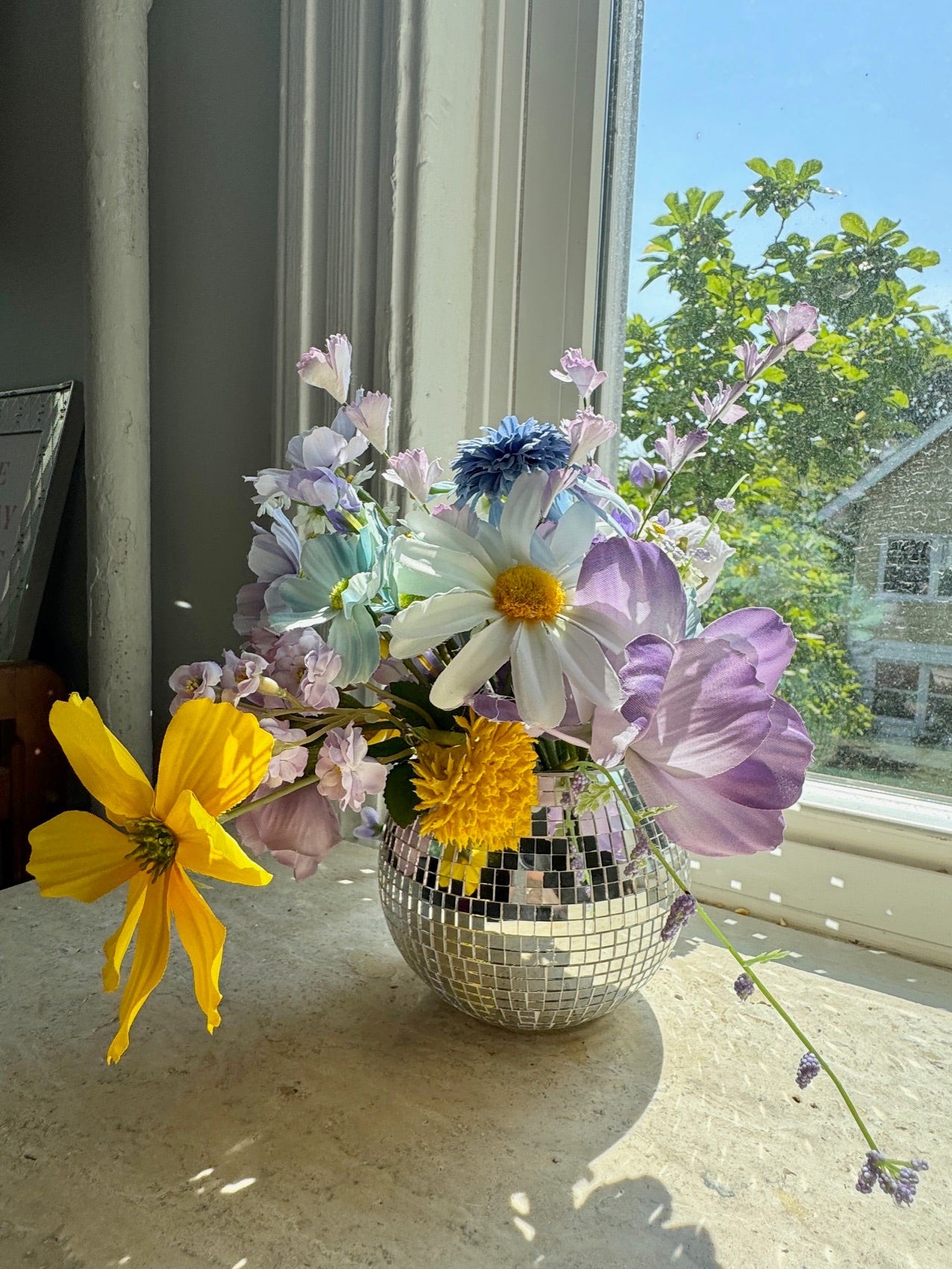 The "Pennelope Blu" in Silver WILDflower Disco Ball Vase, Small 4"