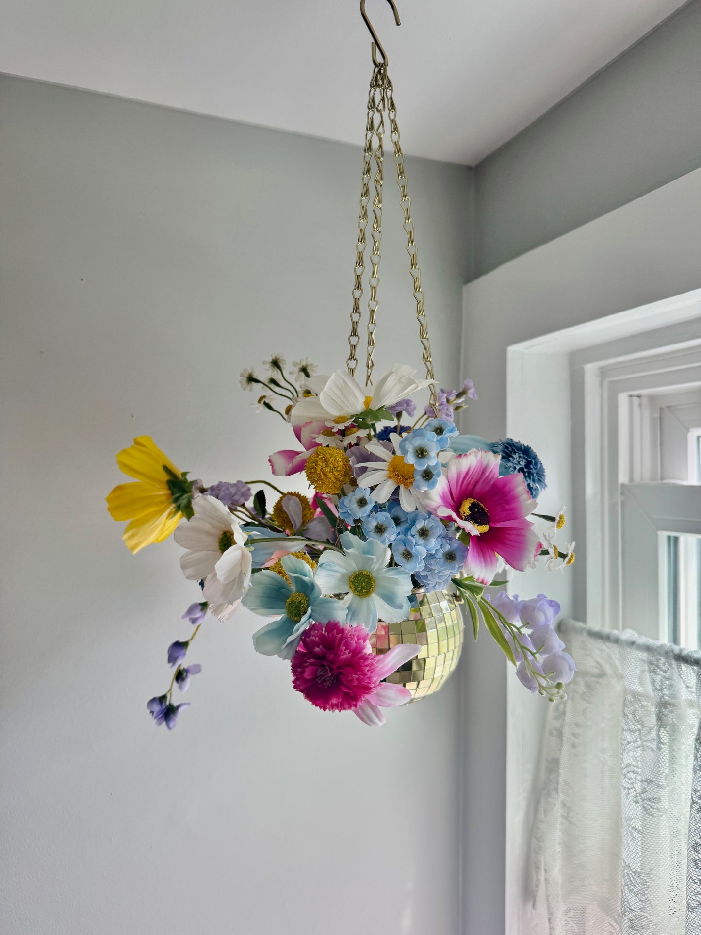 Funky & Fun Gold WILDflower Arrangement, 4" Hanging Disco Ball