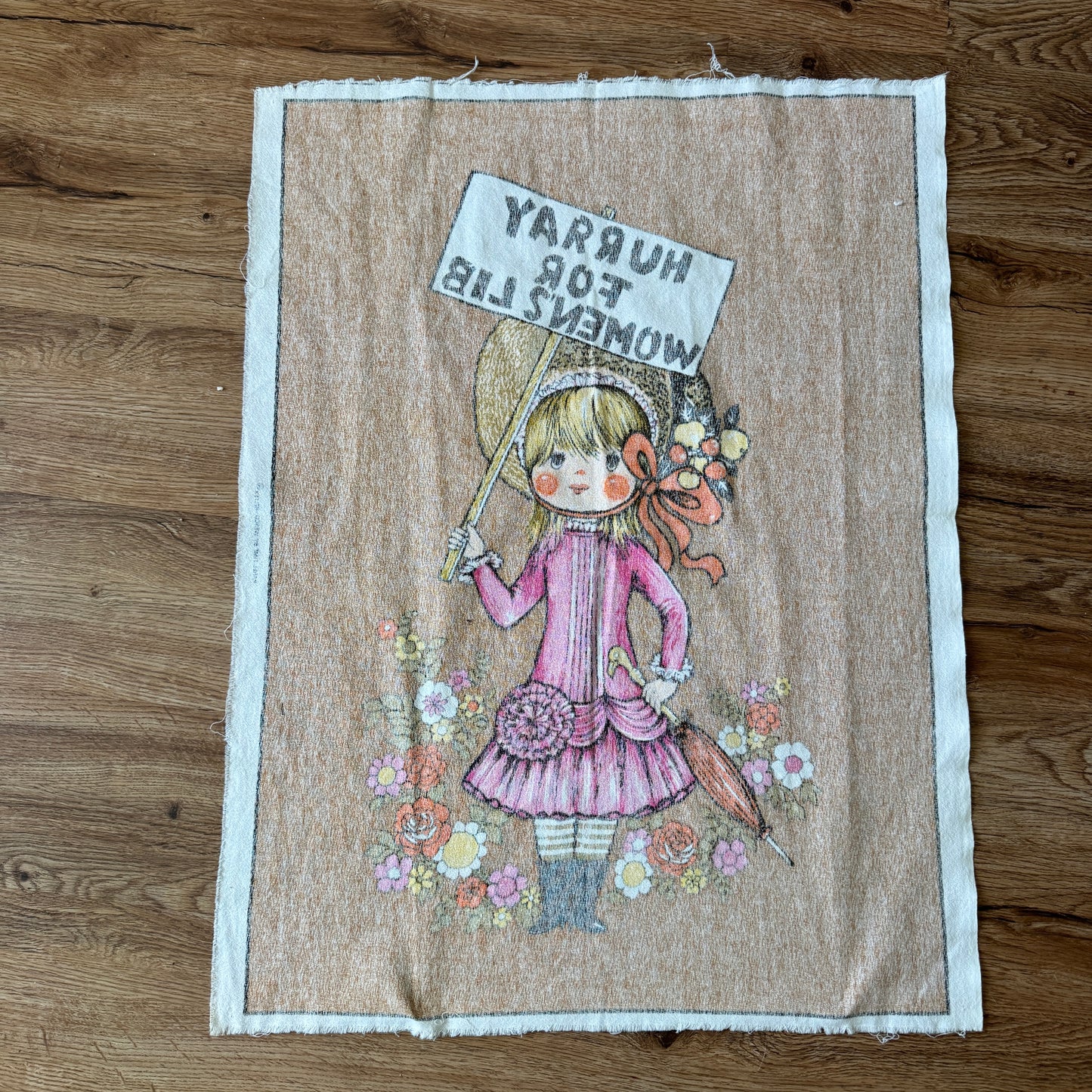 RARE 1960s Vintage Womens Lib Linen Tapestry