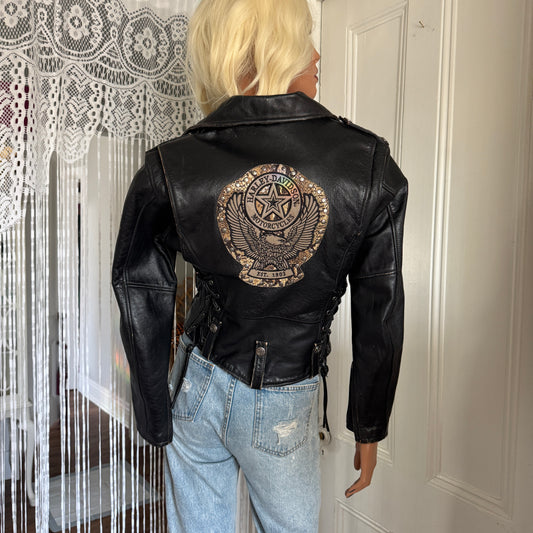 90s Harley Davidson Womens Bomber Style MOTO Jacket