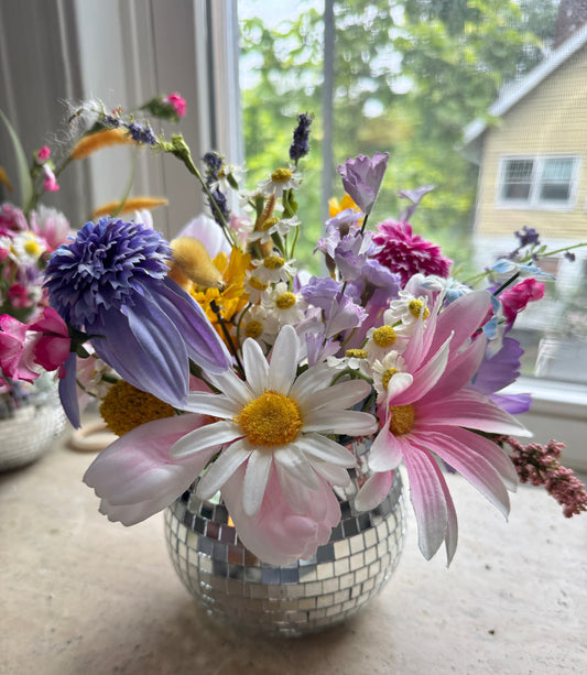 The "Josie Mae" in Silver WILDflower Disco Ball Vase, Medium/5"