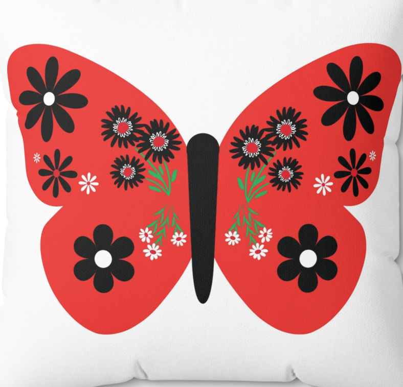 Red Butterfly Pillow