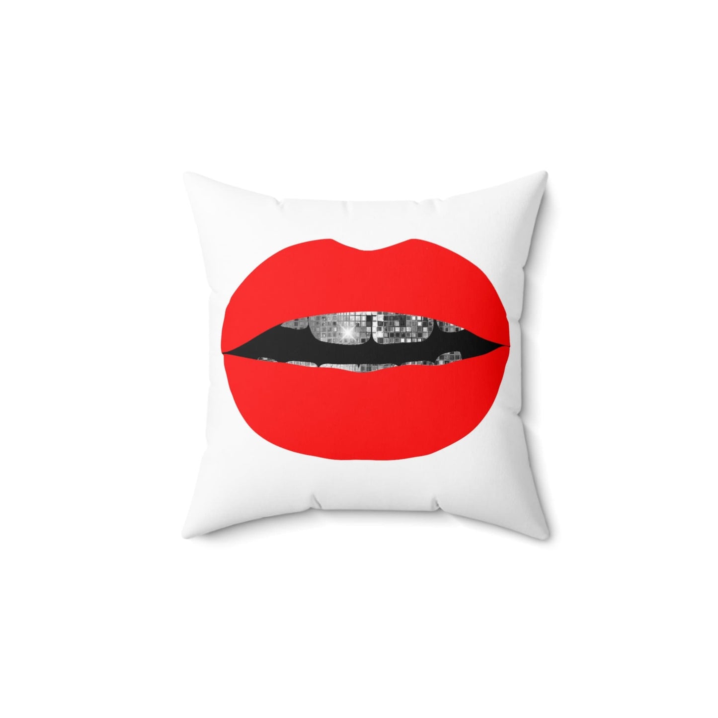 Disco Red Lips Maximalist Throw Pillow