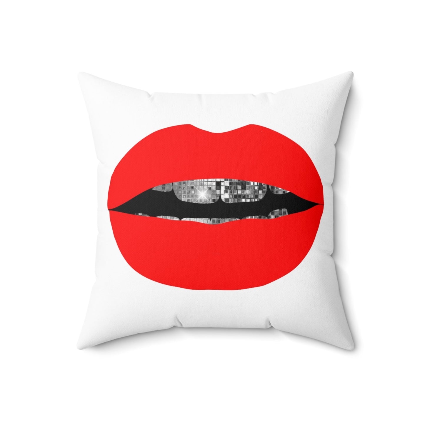 Disco Red Lips Maximalist Throw Pillow