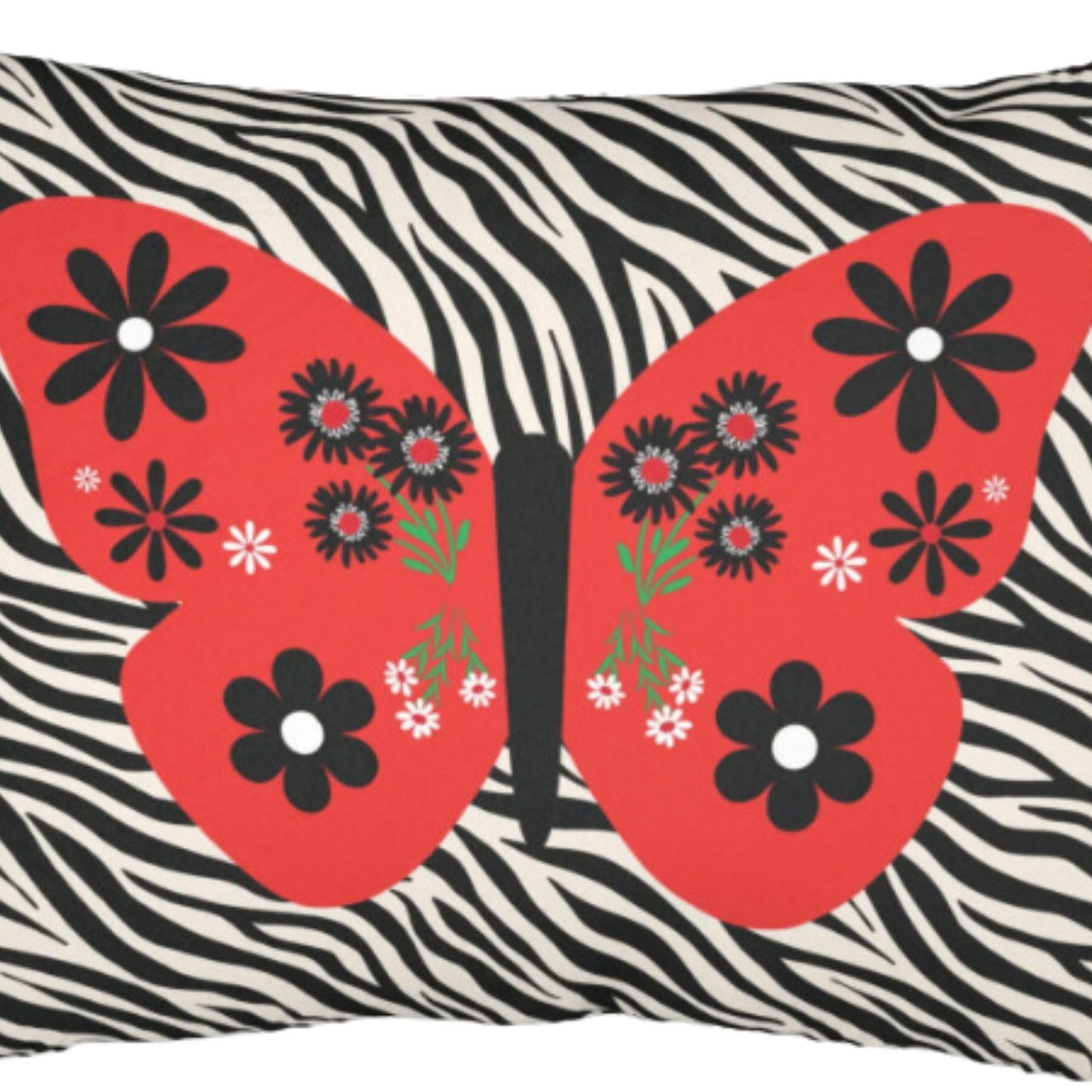 Zebra Butterly Lumbar Pillow