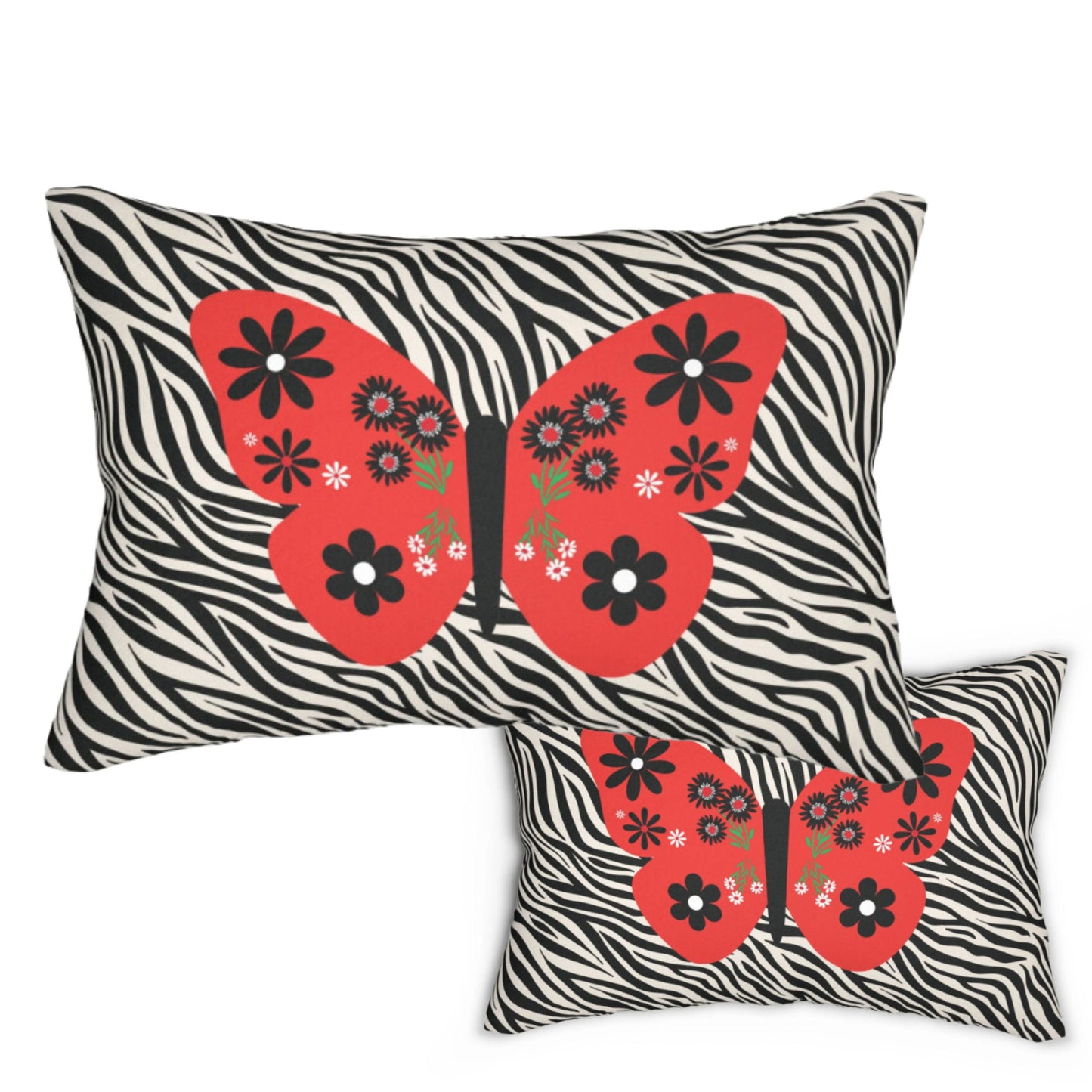 Zebra Butterly Lumbar Pillow