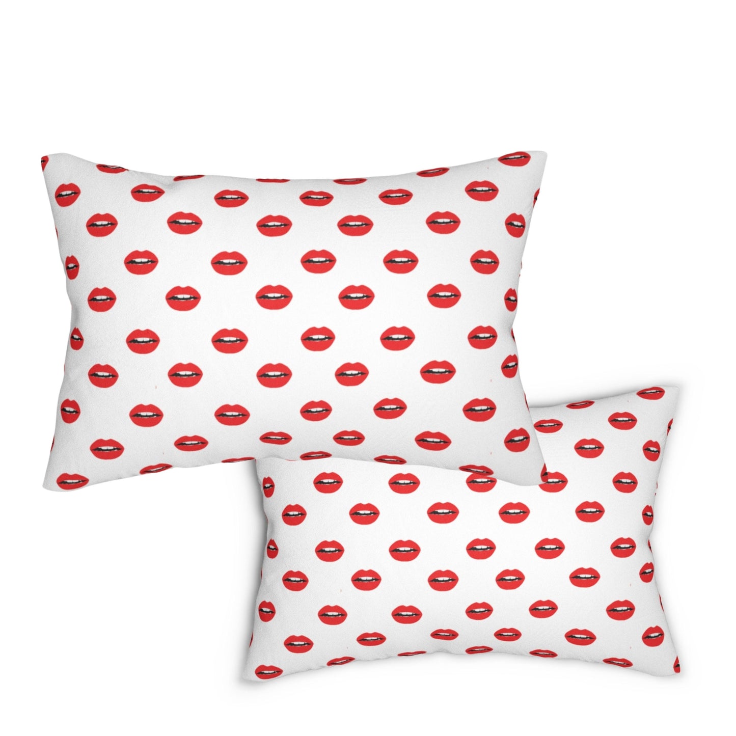 Pop Art Red Lips Kiss Lumbar Pillow