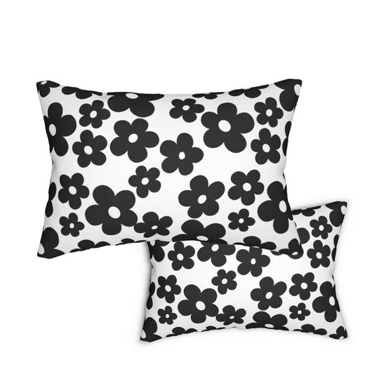 Black Mod Daisies Pillow