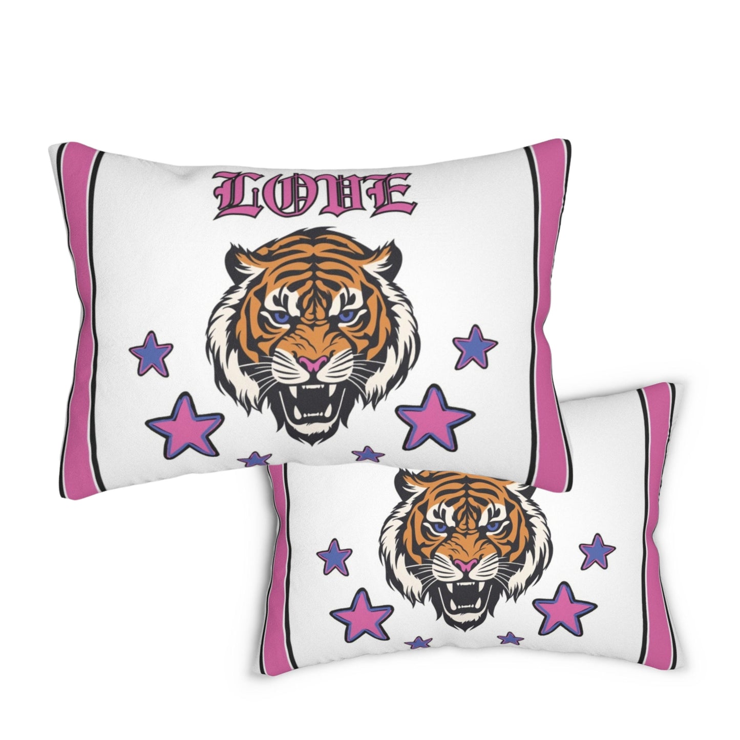 Pink LOVE Tiger Striped Pillow