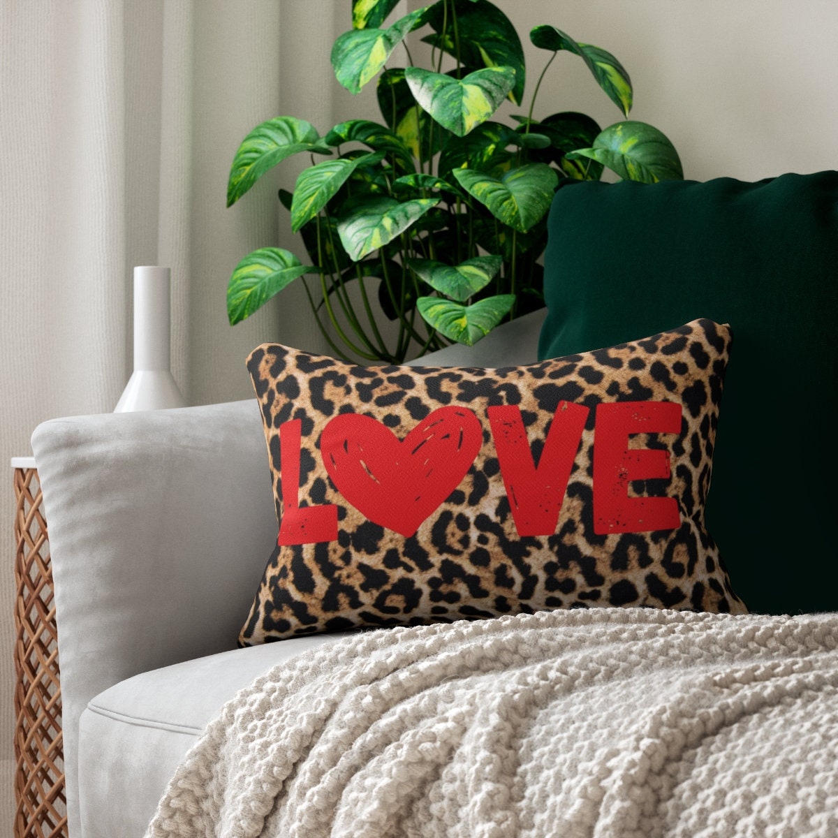 LOVE Leopard Print Pillow