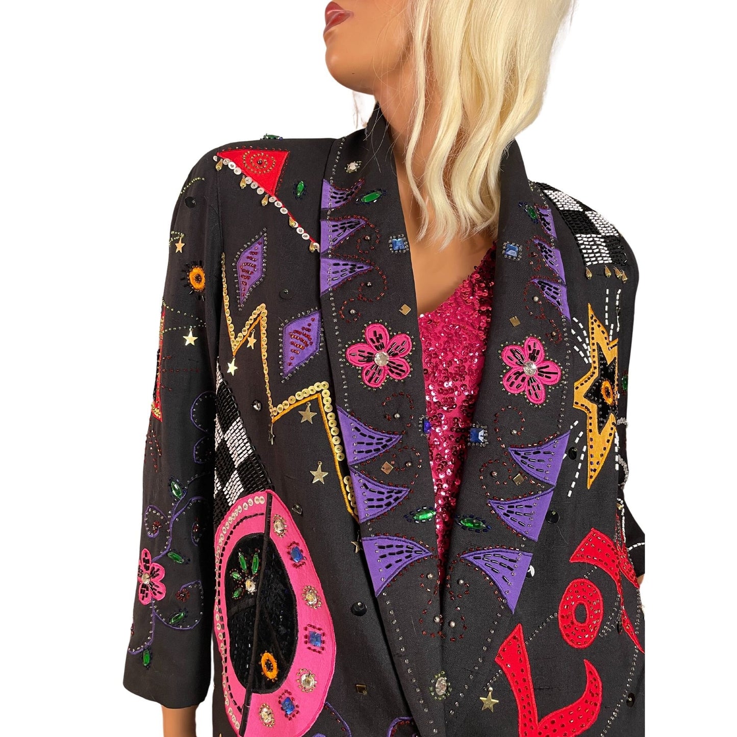 Novelty Glam Sequined Beaded Blazer