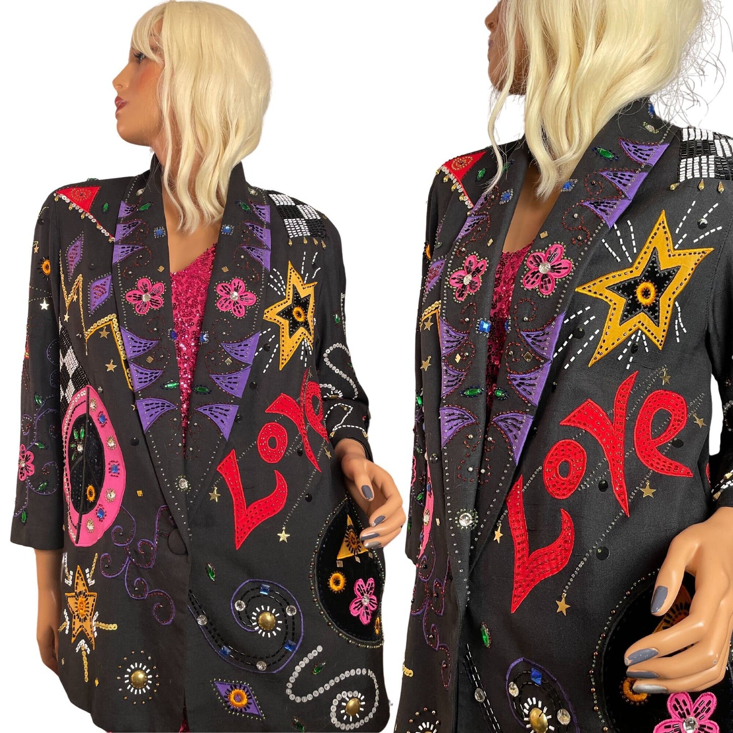 Novelty Glam Sequined Beaded Blazer