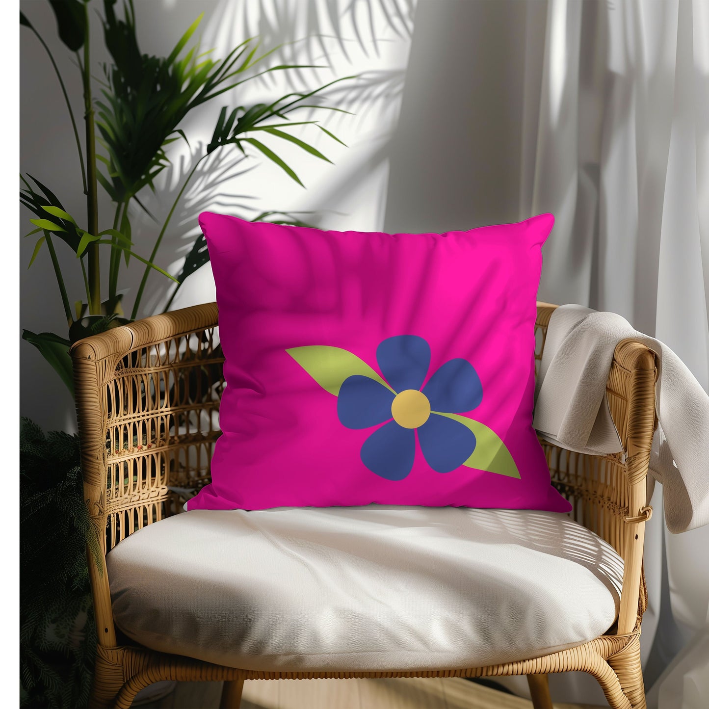 Bright Pink DAISY Mod Square Pillow