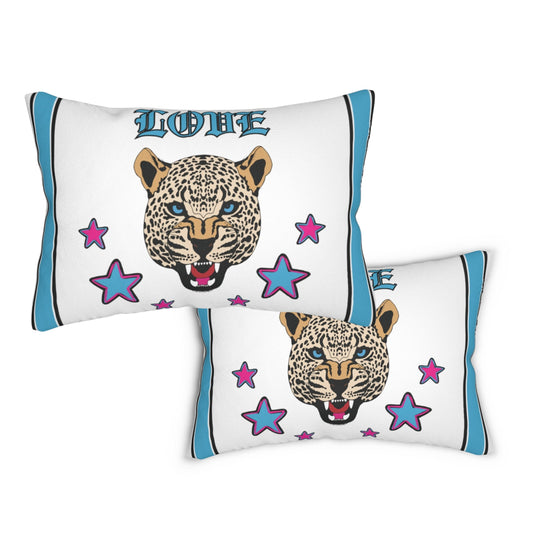 Blue LOVE Leopard Striped Pillow