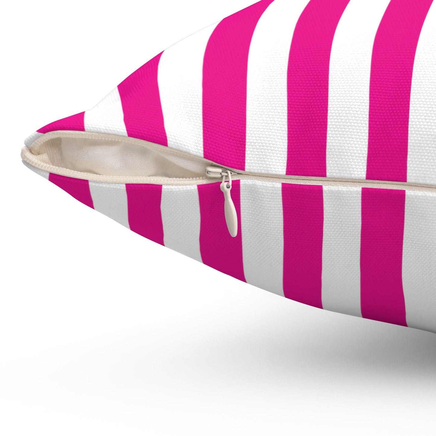 Brite Pink and White Striped Cushion