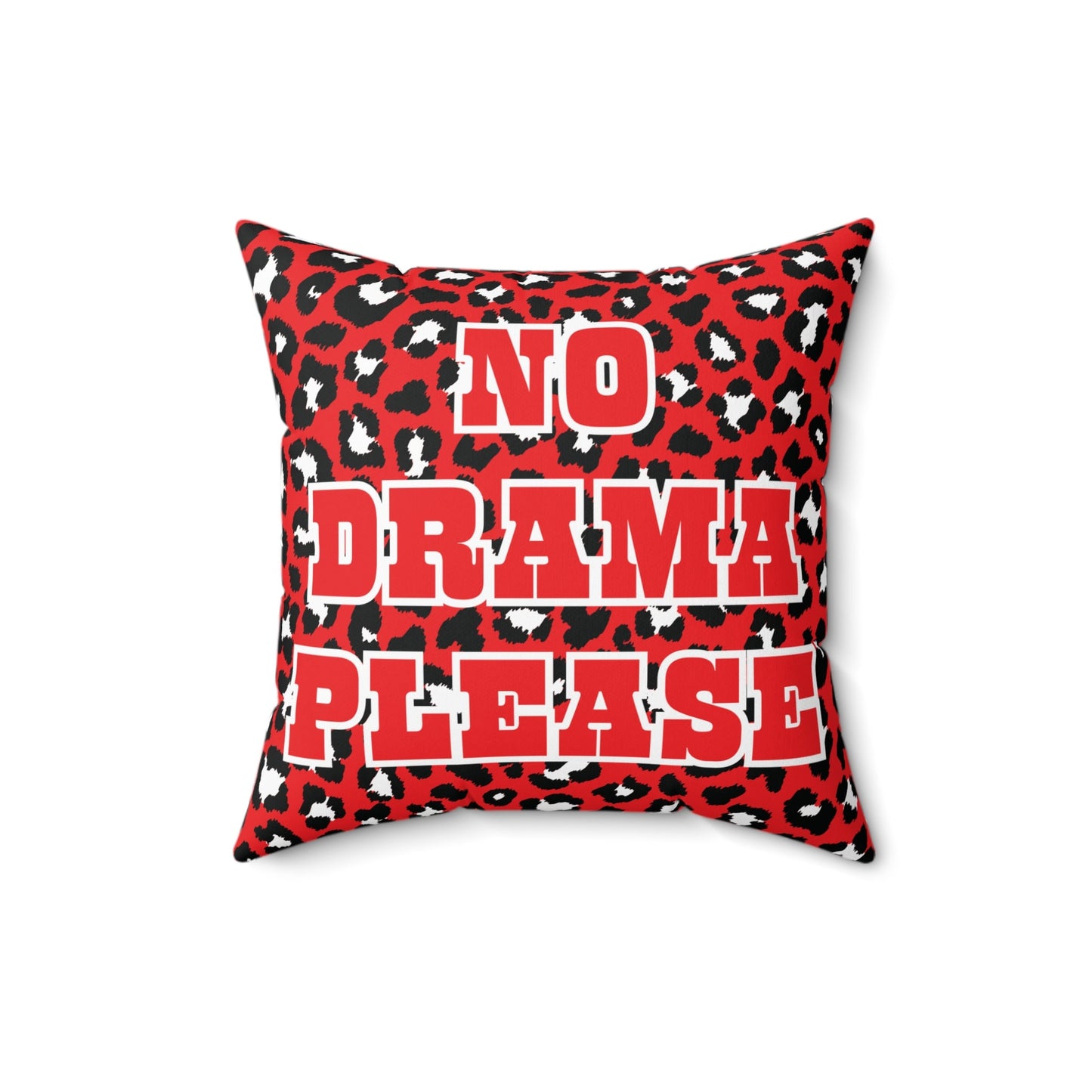 Red No Drama Leopard Print Pillow