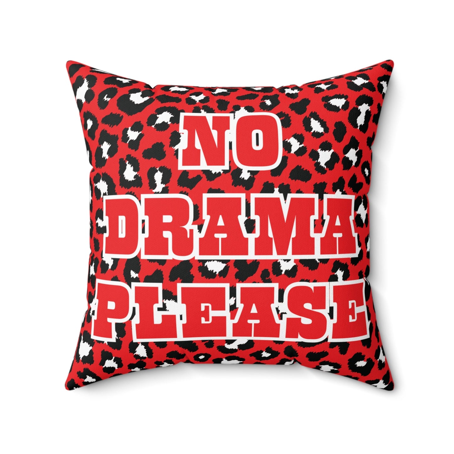 Red No Drama Leopard Print Pillow