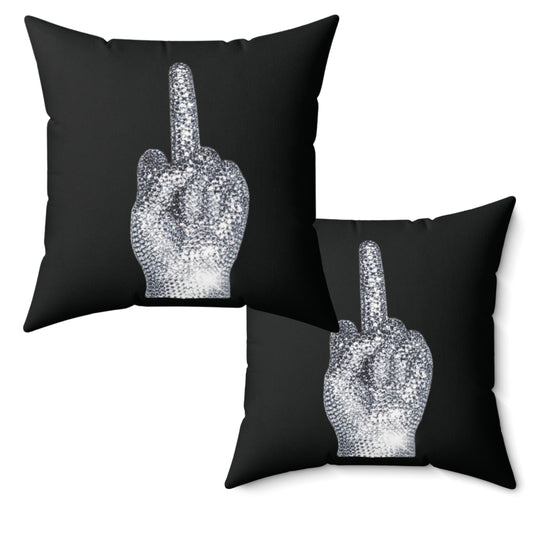 Middle Finger Disco Ball Sparkly Pillow