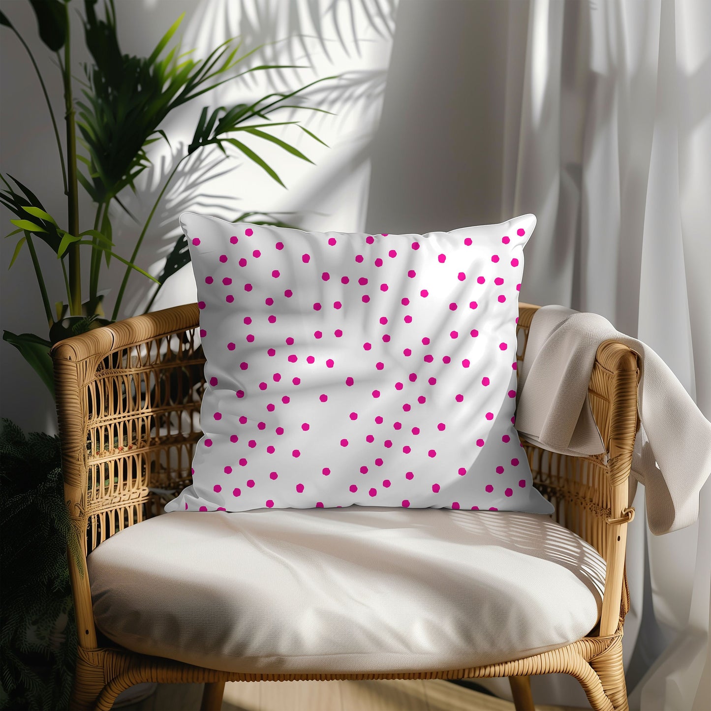 Pink Ditsy Dots Throw Pillow