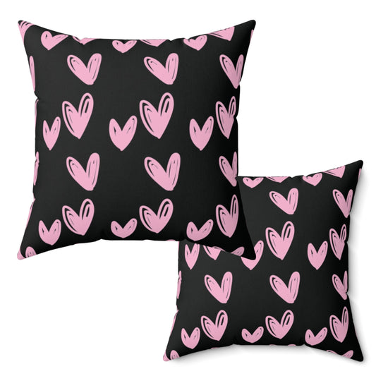 Black & Pink Heart Throw Pillow