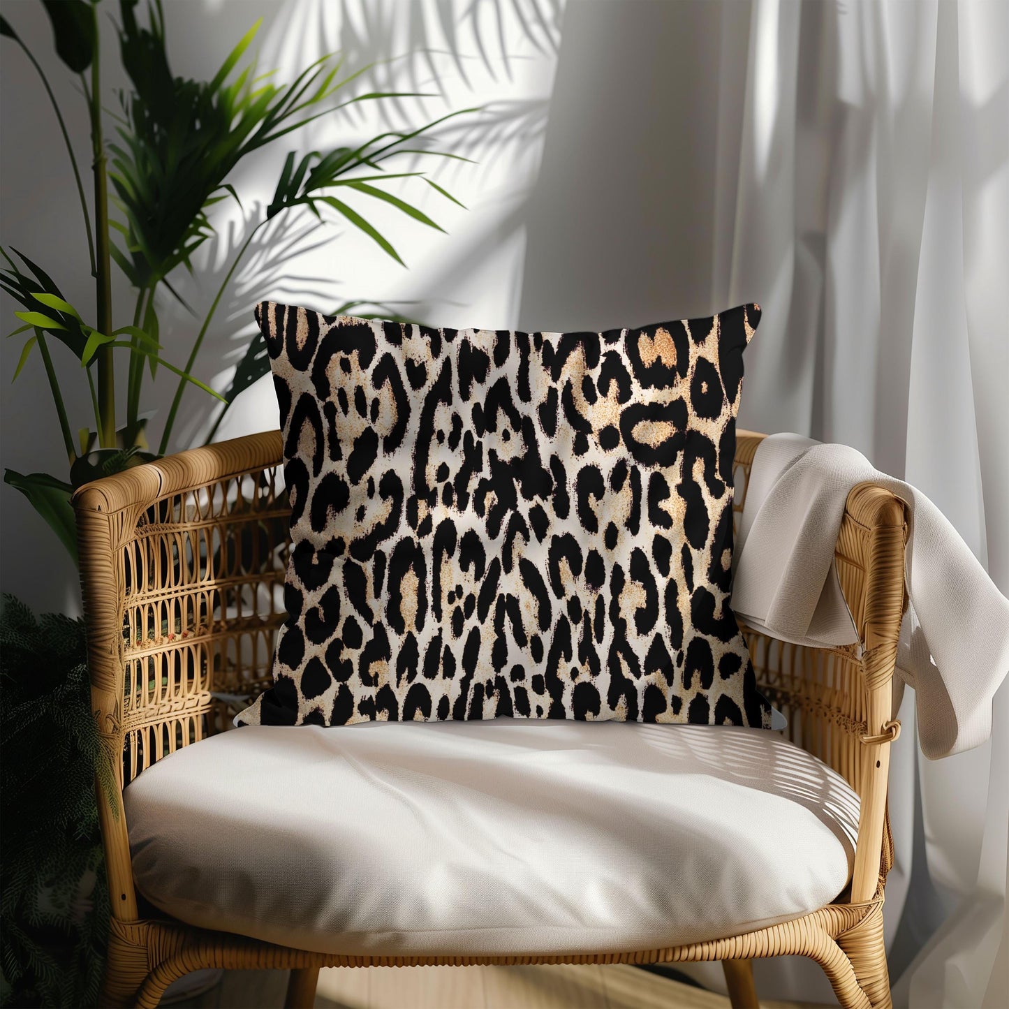 Leopard Cheetah Light Sky Blue Couch Cushion