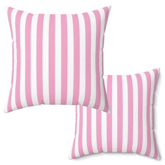 Pink and White Striped Cushion