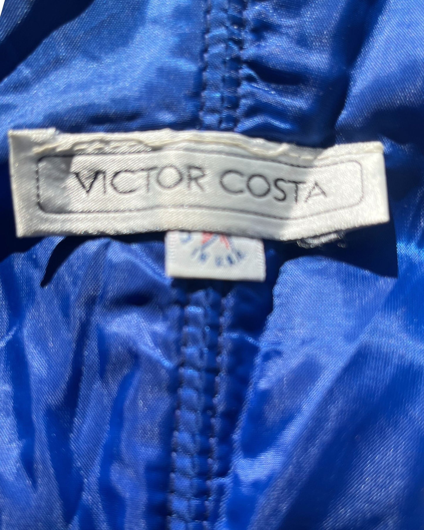 Victor Costa Colbalt Blue Strapless Midi Cocktails Dress