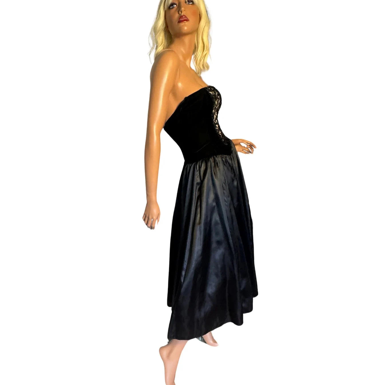 80s Gunne Sax Sequined Velvet Strapless Dress