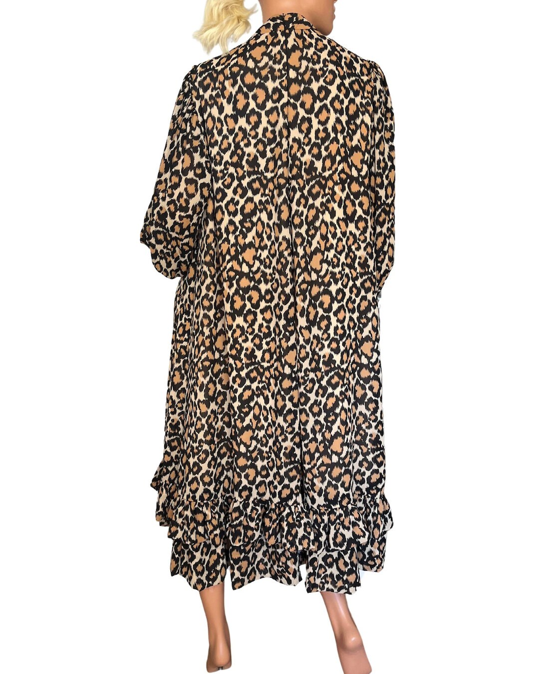 Leopard Print Voluminous  Rockabilly 1980s Dress w/ Ruffles