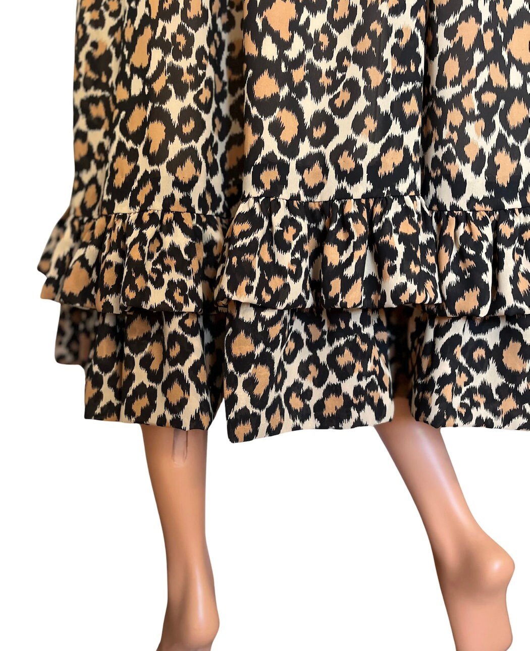 Leopard Print Voluminous  Rockabilly 1980s Dress w/ Ruffles