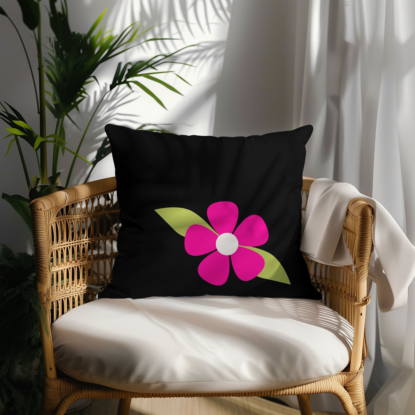 Retro 60s Flower Power Style Throw Pillow