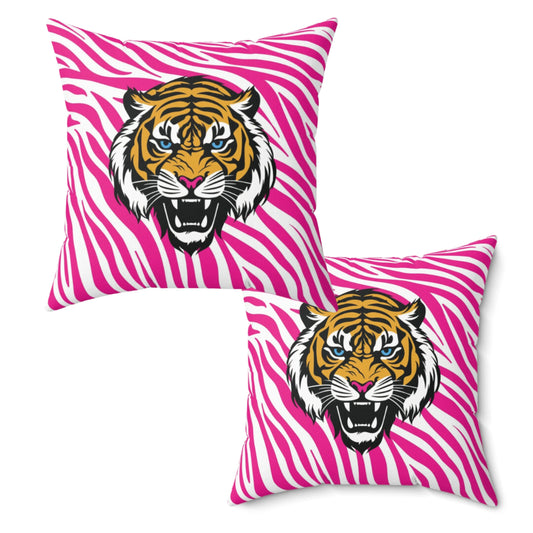 Hot Pink Striped Tiger Pillow