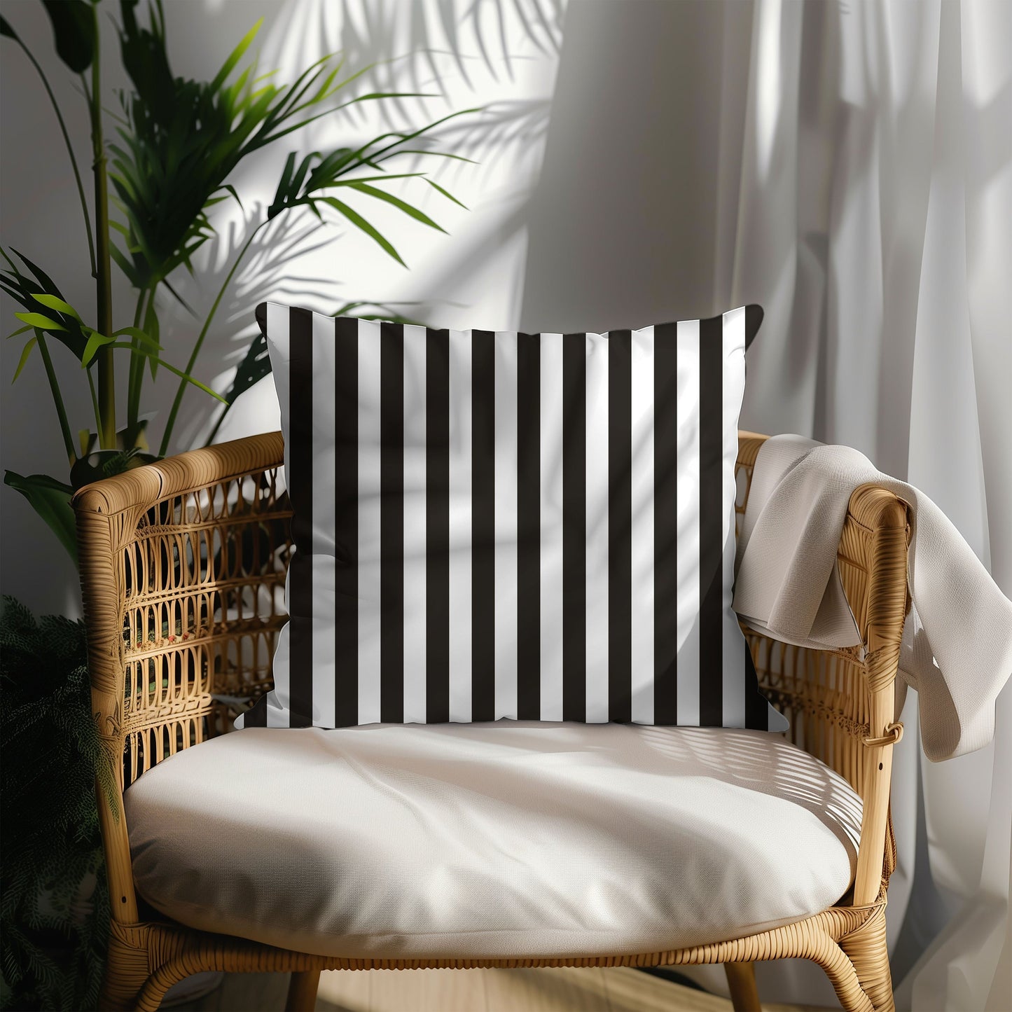 Black and White Striped Cushion