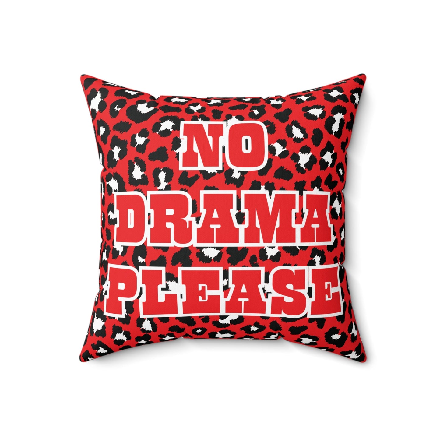 Red No Drama Leopard Print Pillow