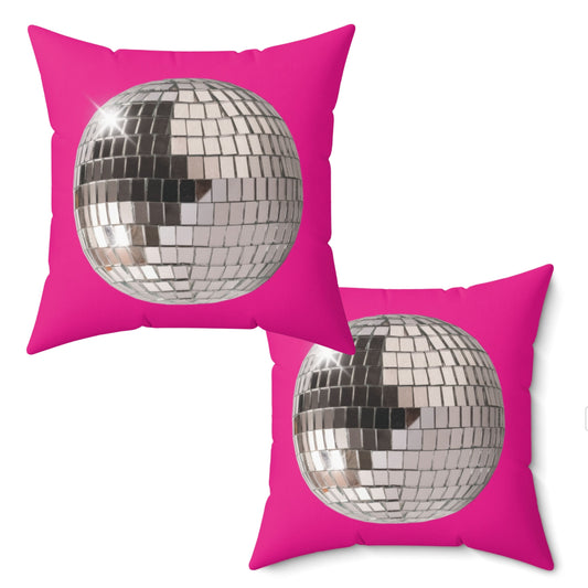 Disco Ball Hot Pink Throw Pillow